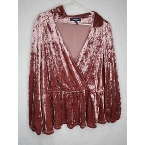 ModCloth Women's Peak of Chic Velvet V-Neck Top Sz 2X Feminine Glam Party